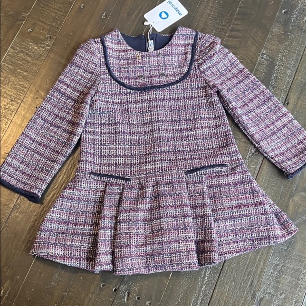 Mayoral Pink and Navy Tweed Formal Dress